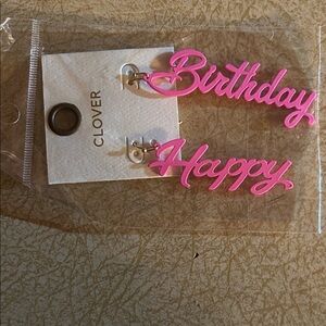 Clover Pink Happy Birthday Earrings